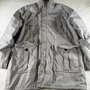 Vintage Thinsulate 3M USA Snap Zip‎ Trench Coat Gray Grey Pockets XXL Used RARE